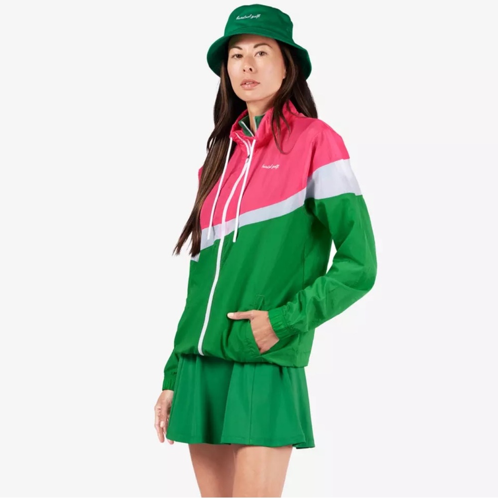 BARSTOOL SPORTS Womens Colorblock Full Zip Windbreaker Layering Jacket Sz L